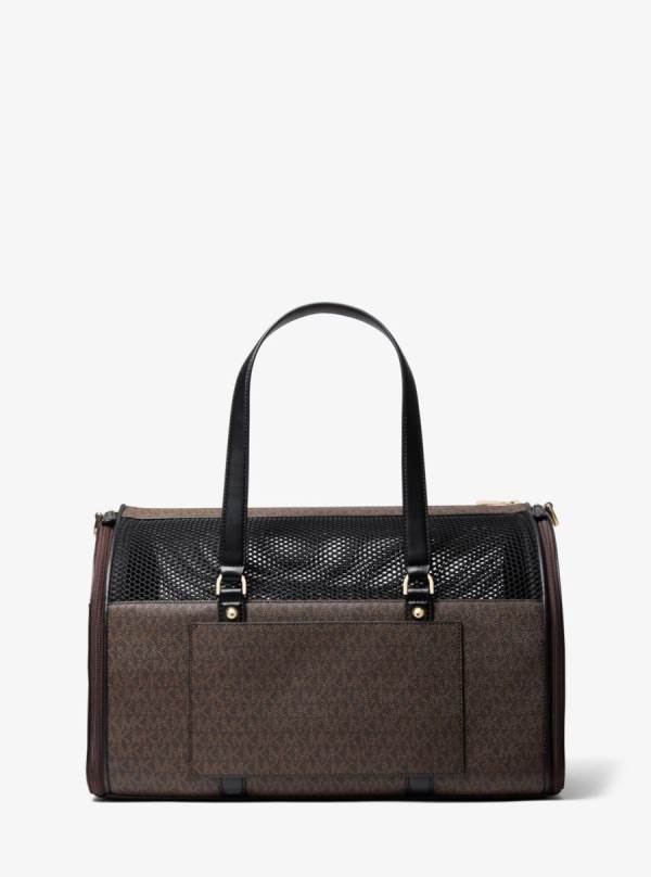 Panske Cestovné Tašky Michael Kors Small Logo Stripe Pet Travel Carrier Hnede Čierne - Tasky Michael Kors Lacne | PKODM-3912